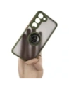 Bizon Case Hybrid Ring Samsung Galaxy S23 rauchig mit einem grünen Rahmen