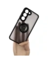 Etui s úchopem na prst Bizon Case Hybrid Ring pro Samsung Galaxy S23 kouřové s černým rámečkem