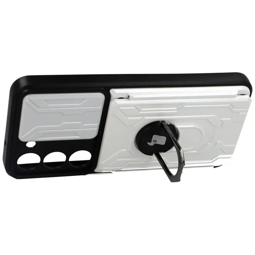 Etui Bizon Case Camshield Card Slot Ring do Samsung Galaxy S23 białe