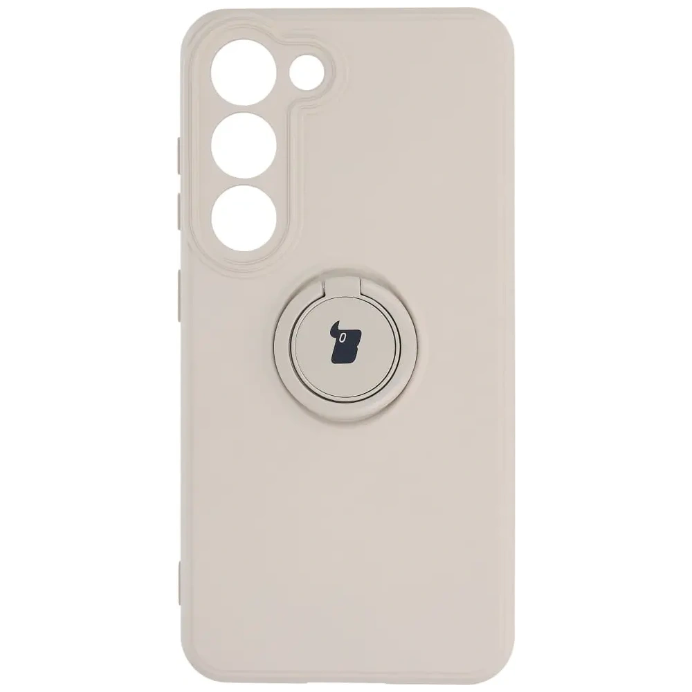 Etui Bizon Case Silicone Ring Sq do Samsung Galaxy S23 beżowe
