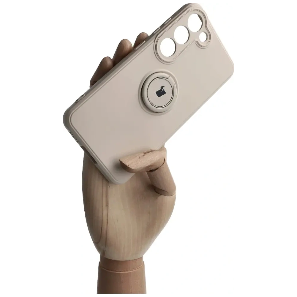 Etui Bizon Case Silicone Ring Sq do Samsung Galaxy S23 beżowe