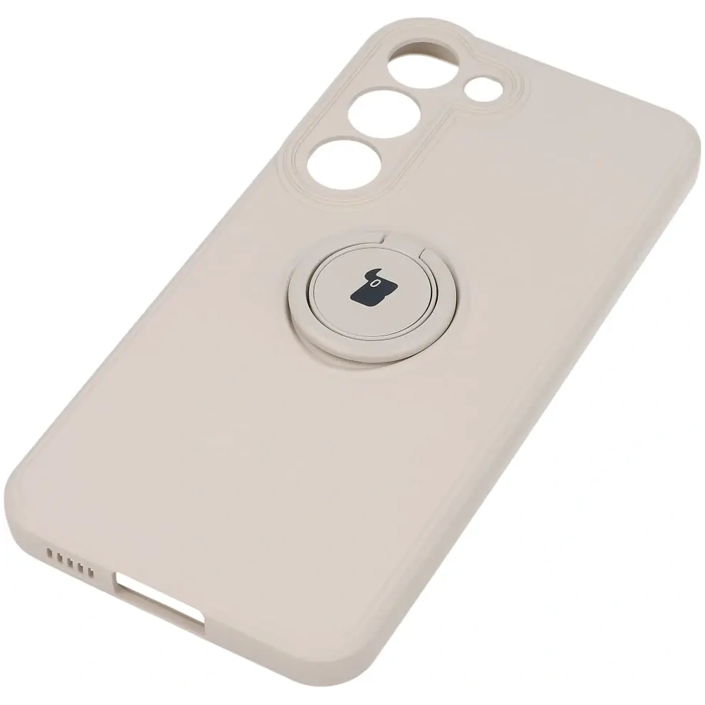 Etui Bizon Case Silicone Ring Sq do Samsung Galaxy S23 beżowe
