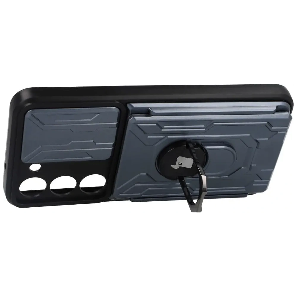 Etui Bizon Case Camshield Card Slot Ring do Samsung Galaxy S23 szare