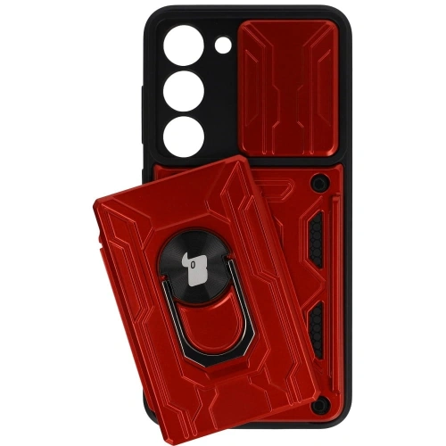 Kup Etui Bizon Case Camshield Card Slot Ring do Samsung Galaxy S23, czerwone - BIZ7861 - {ean13} - Sklep Home Screen