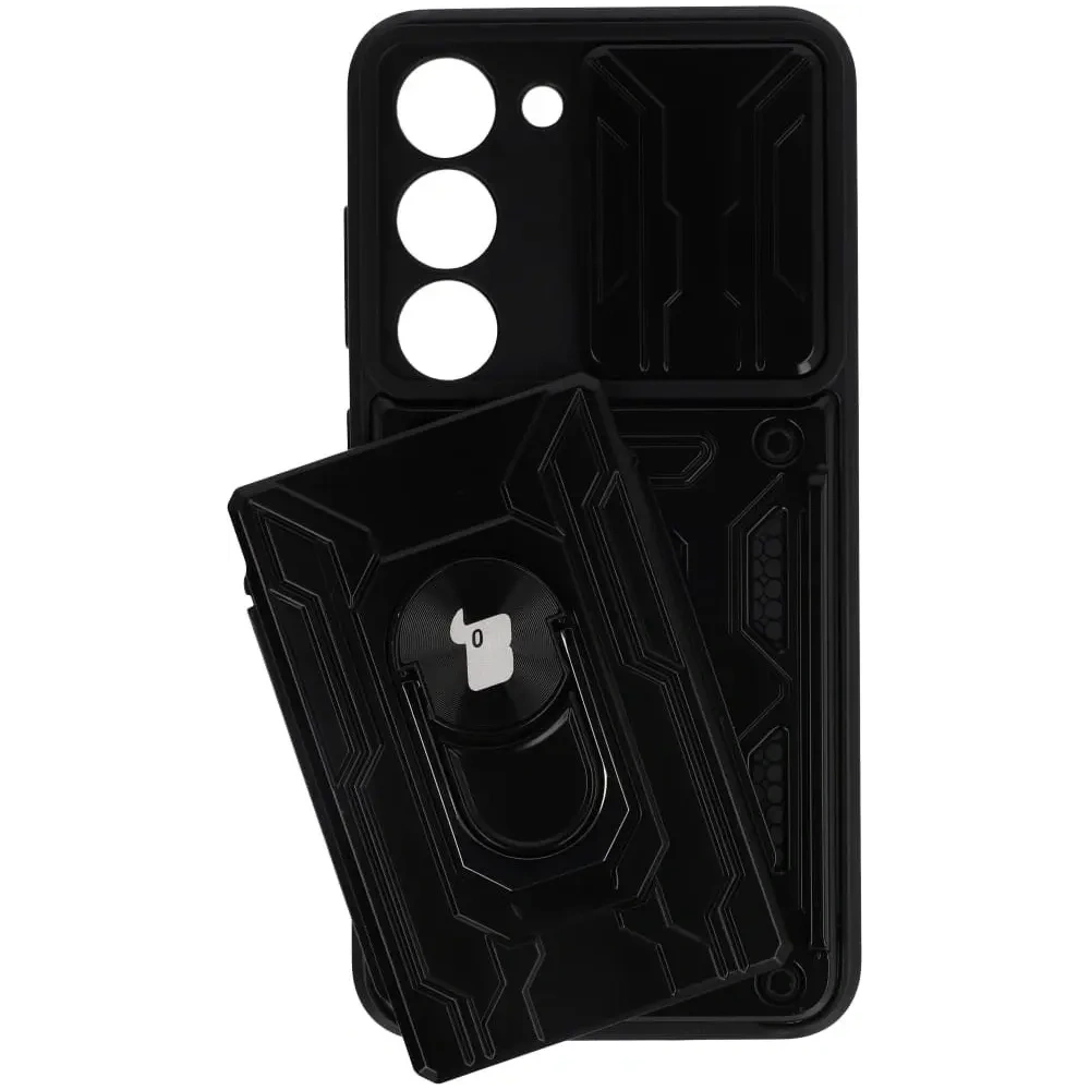 Etui Bizon Case Camshield Card Slot Ring do Samsung Galaxy S23 czarne