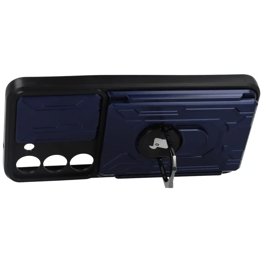 Etui Bizon Case Camshield Card Slot Ring do Samsung Galaxy S23 granatowe