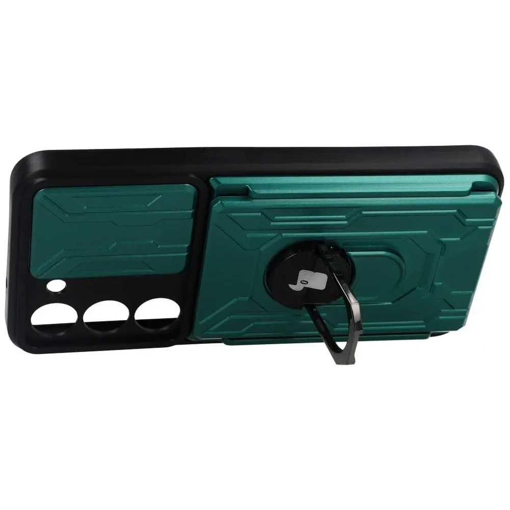 Etui Bizon Case Camshield Card Slot Ring do Samsung Galaxy S23 zielone