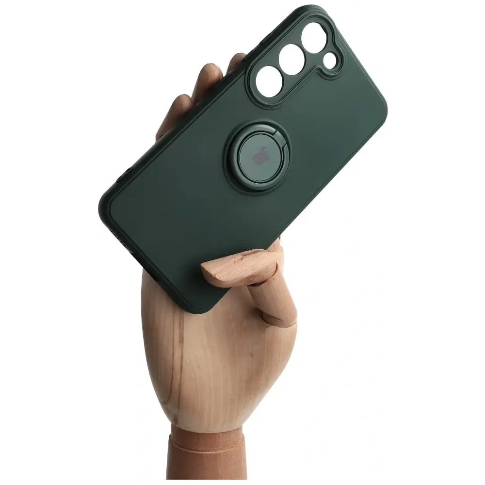 Etui Bizon Case Silicone Ring Sq do Samsung Galaxy S23 ciemnozielone