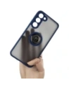 Bizon Case Hybrid Ring Samsung Galaxy S23 Plus fumurie cu un cadru albastru închis