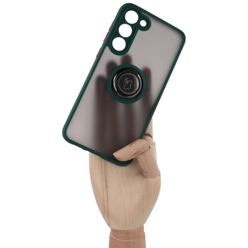 Kup Etui z uchwytem na palec Bizon Case Hybrid Ring do Samsung Galaxy S23 Plus kouřové s tmavě zeleným rámem - BIZ1714 - {ean13} - Sklep Home Screen