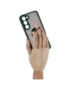 Kup Etui z uchwytem na palec Bizon Case Hybrid Ring do Samsung Galaxy S23 Plus kouřové s tmavě zeleným rámem - BIZ1714 - {ean13} - Sklep Home Screen