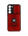 Etui Bizon Case Camshield Card Slot Ring do Samsung Galaxy S23 Plus czerwone