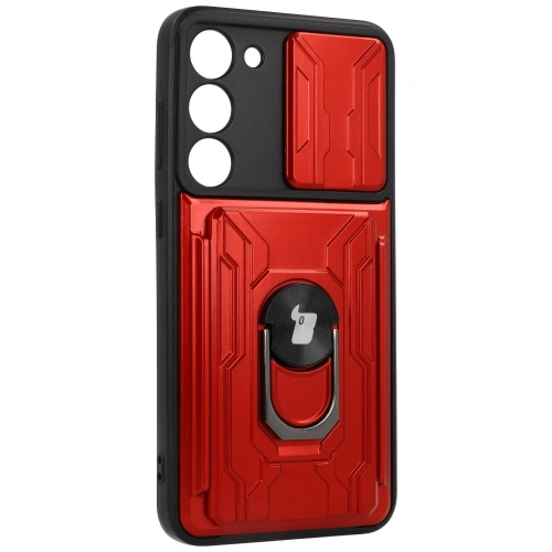 Kup Etui Bizon Case Camshield Card Slot Ring do Samsung Galaxy S23 Plus červené - BIZ1716 - {ean13} - Sklep Home Screen