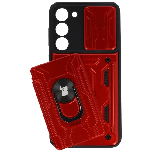 Kup Etui Bizon Case Camshield Card Slot Ring do Samsung Galaxy S23 Plus červené - BIZ1716 - {ean13} - Sklep Home Screen