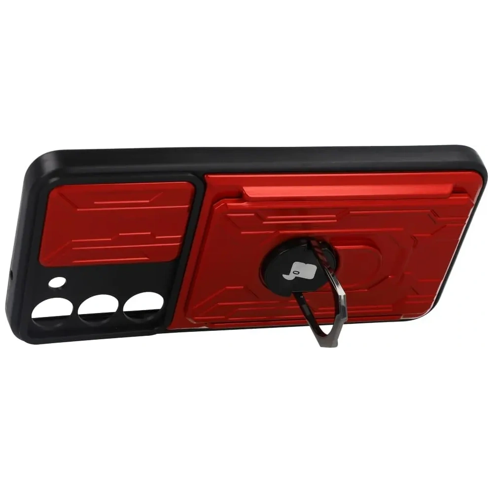 Etui Bizon Case Camshield Card Slot Ring do Samsung Galaxy S23 Plus czerwone