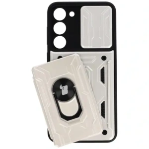 Kup Bizon Case Camshield Card Slot Ring Samsung Galaxy S23 Plus alb - BIZ1718 - {ean13} - Sklep Home Screen