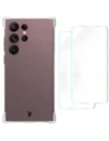 Bizon Case Clear Pack carcasă + 2x film pentru ecran + protector pentru obiectiv Samsung Galaxy S23 Ultra transparent