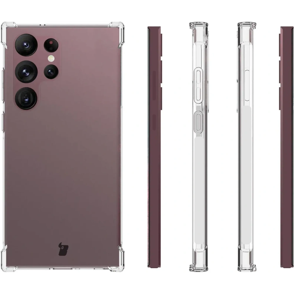Etui + 2x folia + obiektyw Bizon Case Clear Pack do Samsung Galaxy S23 Ultra przezroczyste