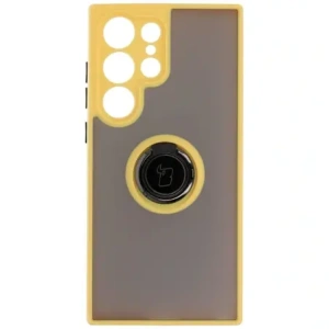Kup Etui s úchopem na prst Bizon Case Hybrid Ring do Samsung Galaxy S23 Ultra kouřové s žlutým rámečkem - BIZ1746 - {ean13} - Sklep Home Screen