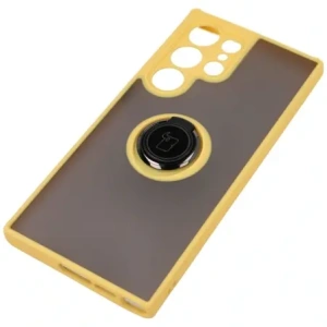 Kup Etui s úchopem na prst Bizon Case Hybrid Ring do Samsung Galaxy S23 Ultra kouřové s žlutým rámečkem - BIZ1746 - {ean13} - Sklep Home Screen
