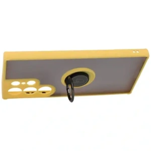 Kup Etui s úchopem na prst Bizon Case Hybrid Ring do Samsung Galaxy S23 Ultra kouřové s žlutým rámečkem - BIZ1746 - {ean13} - Sklep Home Screen