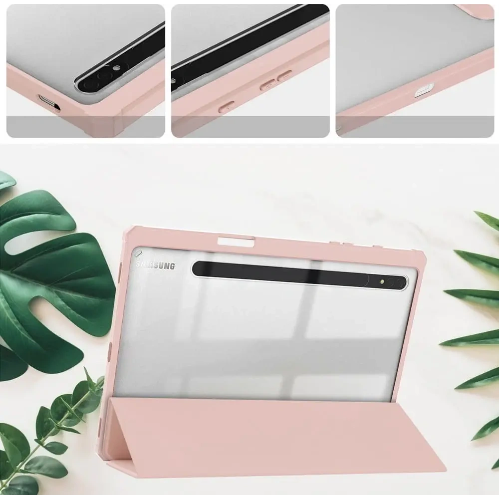 Etui Bizon Case Tab Clear Matt do Samsung Galaxy Tab S8 / S7 różowozłote