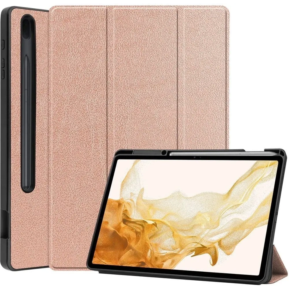 Etui Bizon Case Tab Lizard do Samsung Galaxy Tab S8 Plus / S7 Plus różowozłote