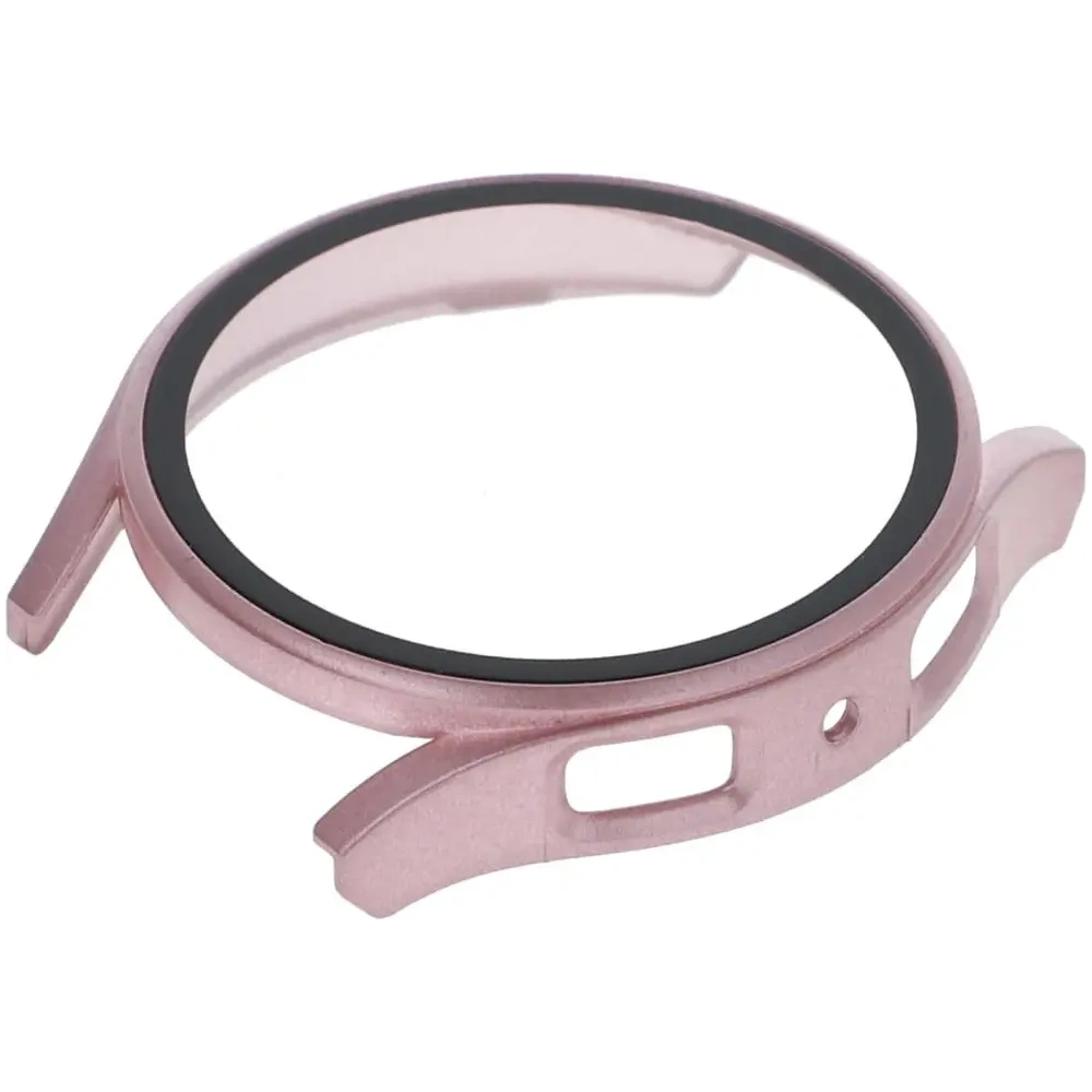 Etui Bizon Case+Glass do Samsung Galaxy Watch FE / 5 / 4 40mm metaliczny róż