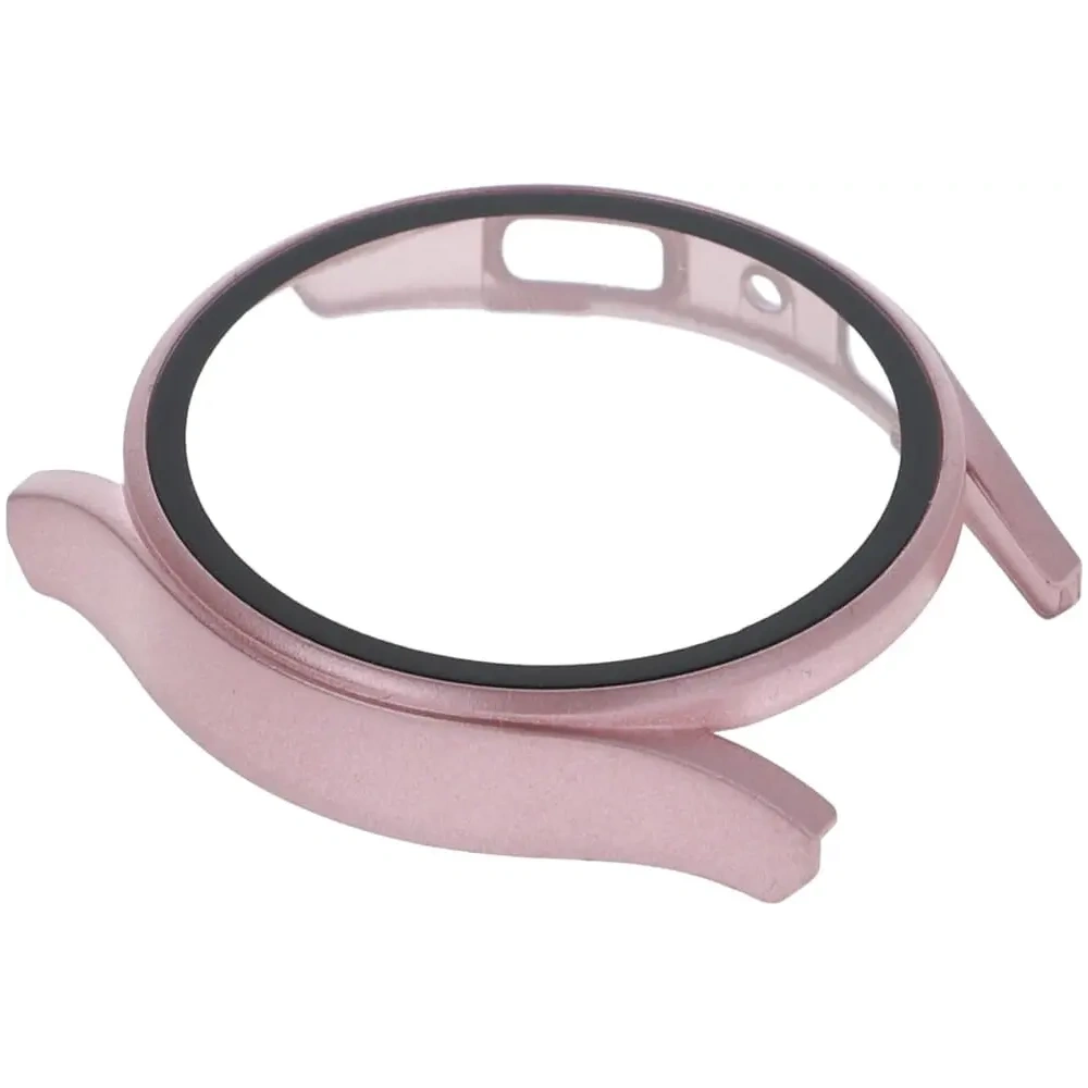 Etui Bizon Case+Glass do Samsung Galaxy Watch FE / 5 / 4 40mm metaliczny róż