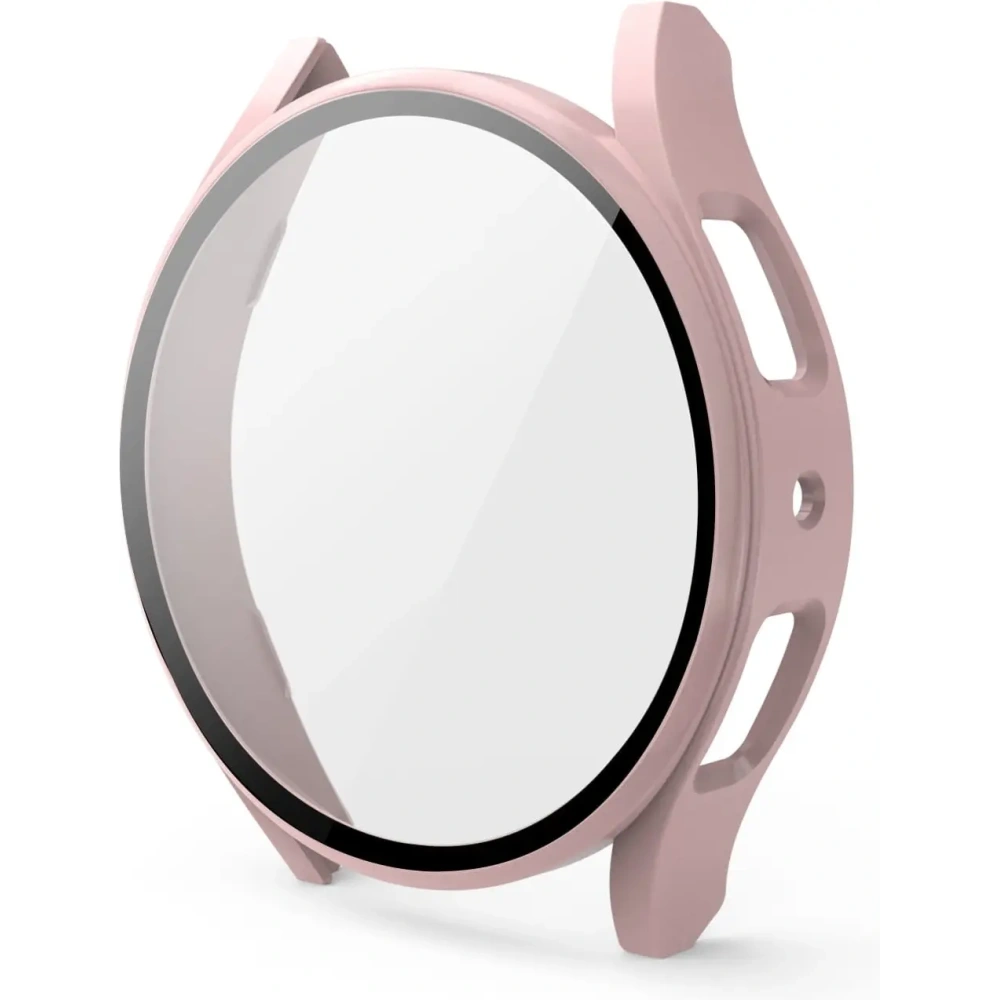 Etui Bizon Case+Glass do Samsung Galaxy Watch FE / 5 / 4 40mm metaliczny róż