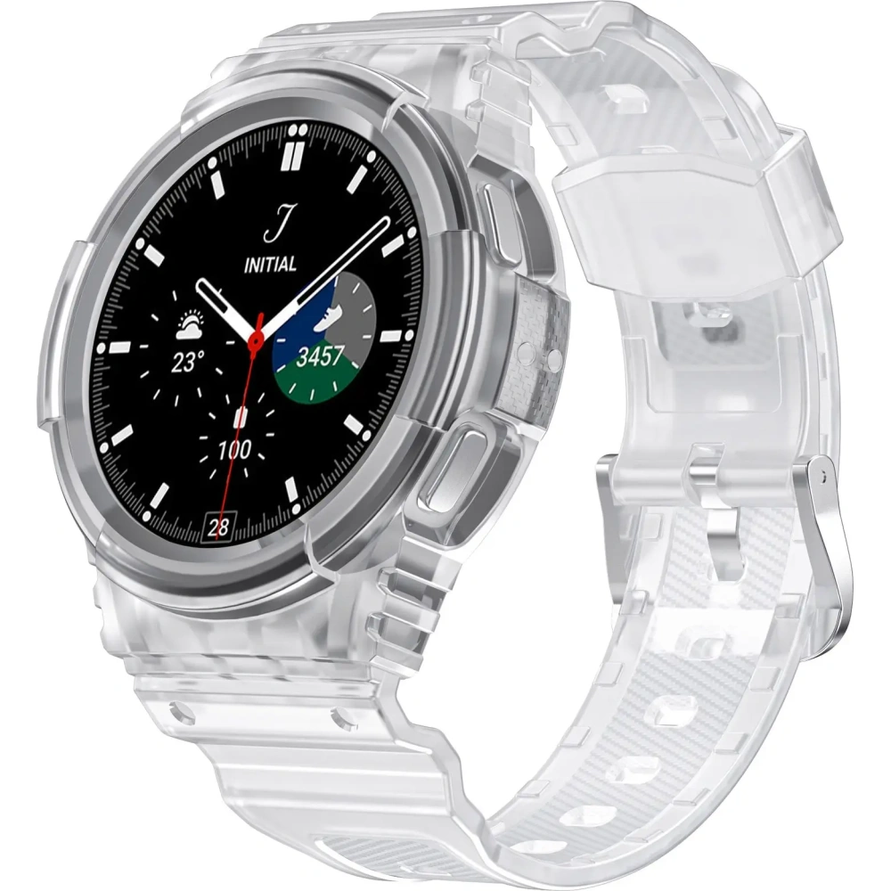 Etui z paskiem Bizon Strap + Case Watch Action do Samsung Galaxy Watch 4 / 5 40 mm przezroczyste