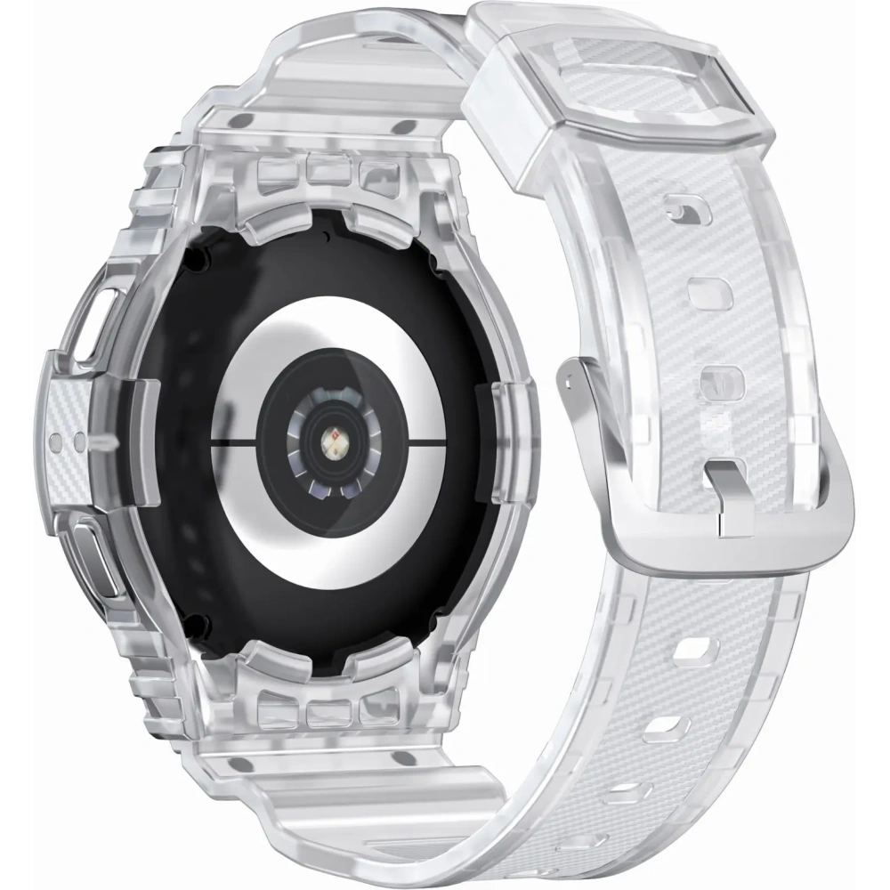 Etui z paskiem Bizon Strap + Case Watch Action do Samsung Galaxy Watch 4 / 5 40 mm przezroczyste