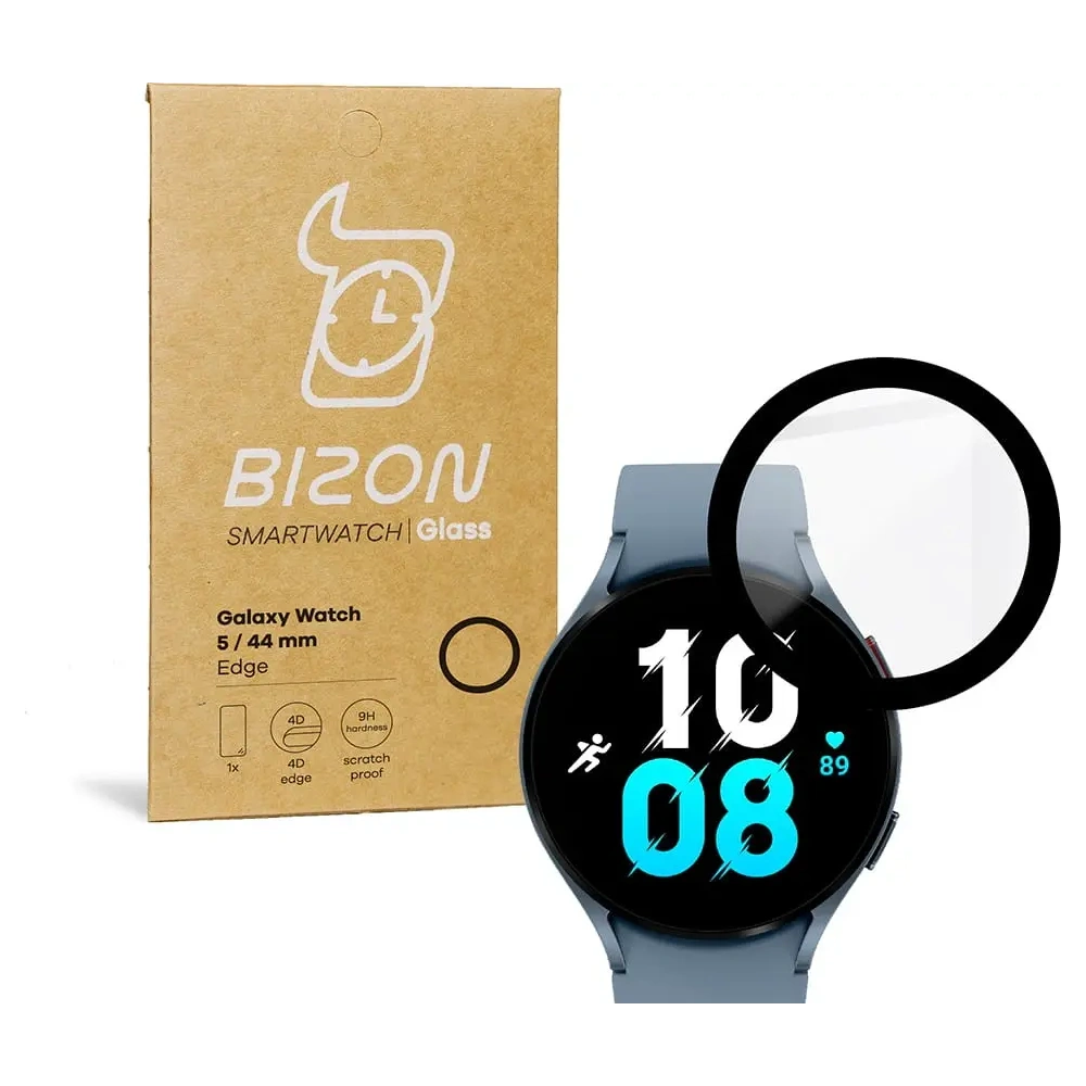 Szkło hybrydowe Bizon Glass Edge do Samsung Galaxy Watch 5 / 6 44 mm czarne