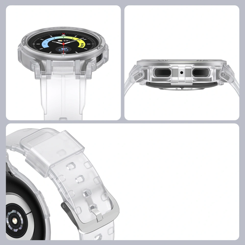 Etui z paskiem Bizon Strap + Case Watch Action Pro do Samsung Galaxy Watch 5 Pro 45 mm przezroczyste