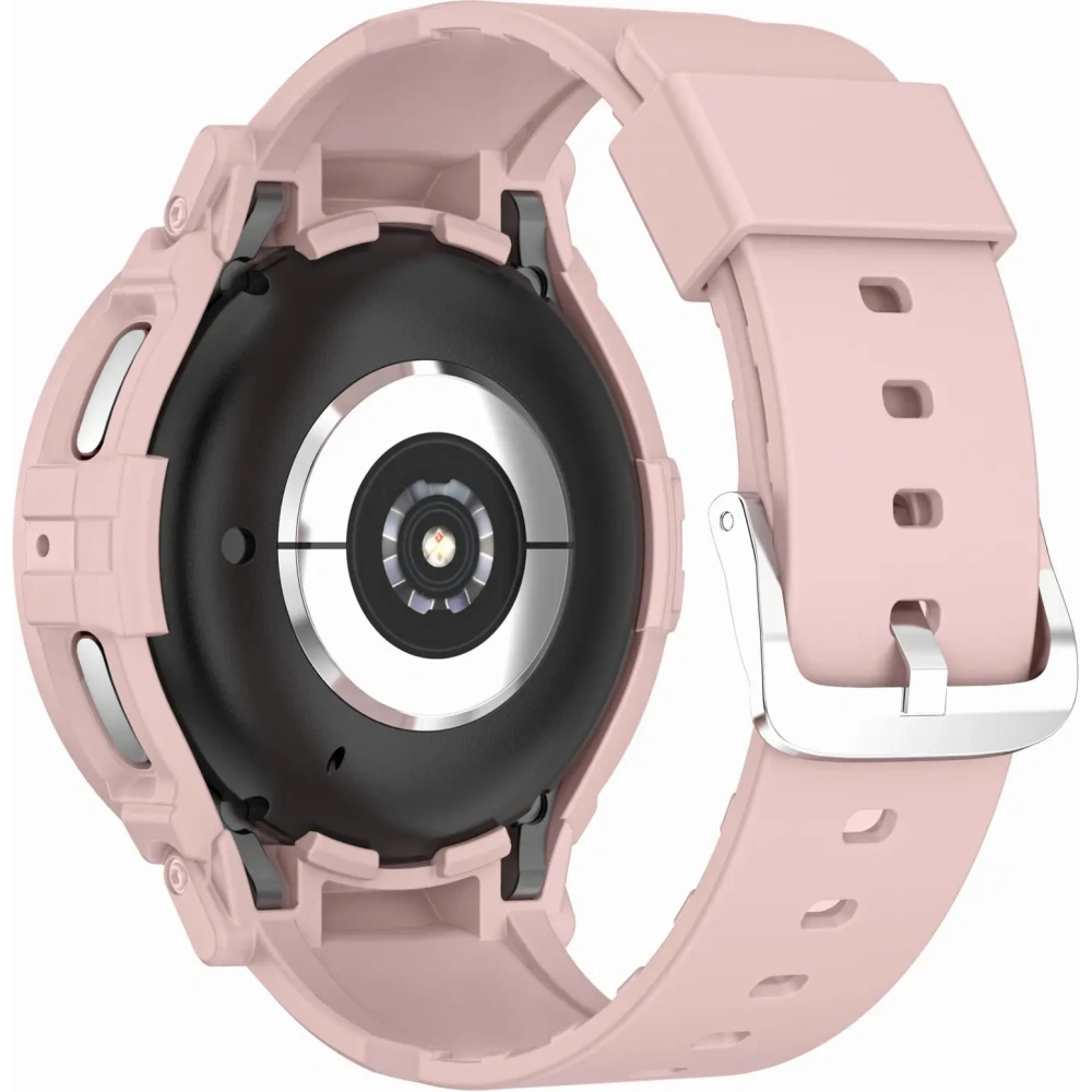 Etui z paskiem Bizon Strap + Case Watch Action Pro do Samsung Galaxy Watch 5 Pro 45 mm jasnoróżowe