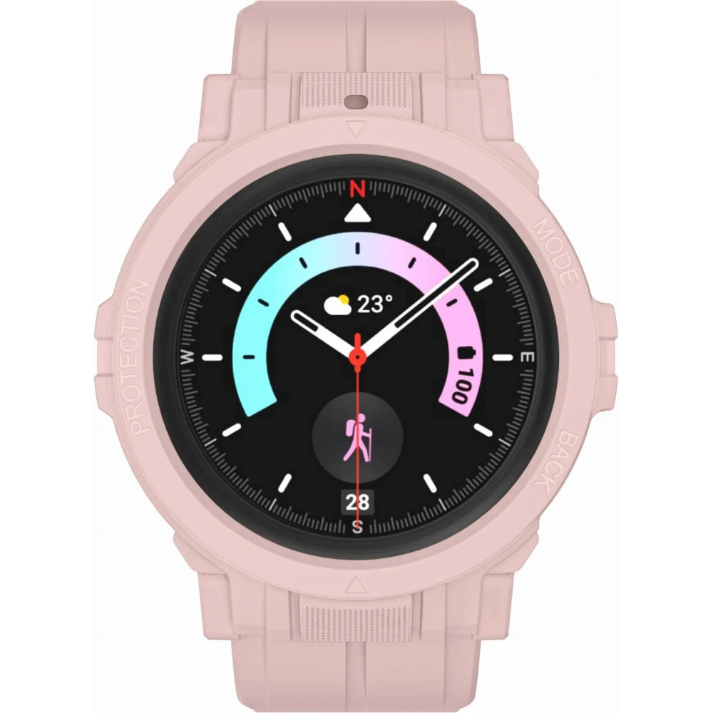 Etui z paskiem Bizon Strap + Case Watch Action Pro do Samsung Galaxy Watch 5 Pro 45 mm jasnoróżowe