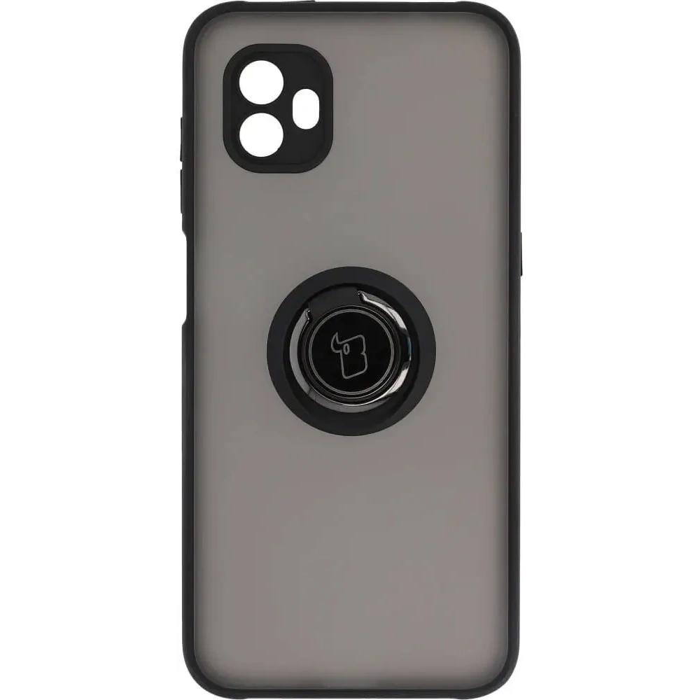 Etui z uchwytem na palec Bizon Case Hybrid Ring do Samsung Galaxy Xcover6 przydymione z czarną ramką