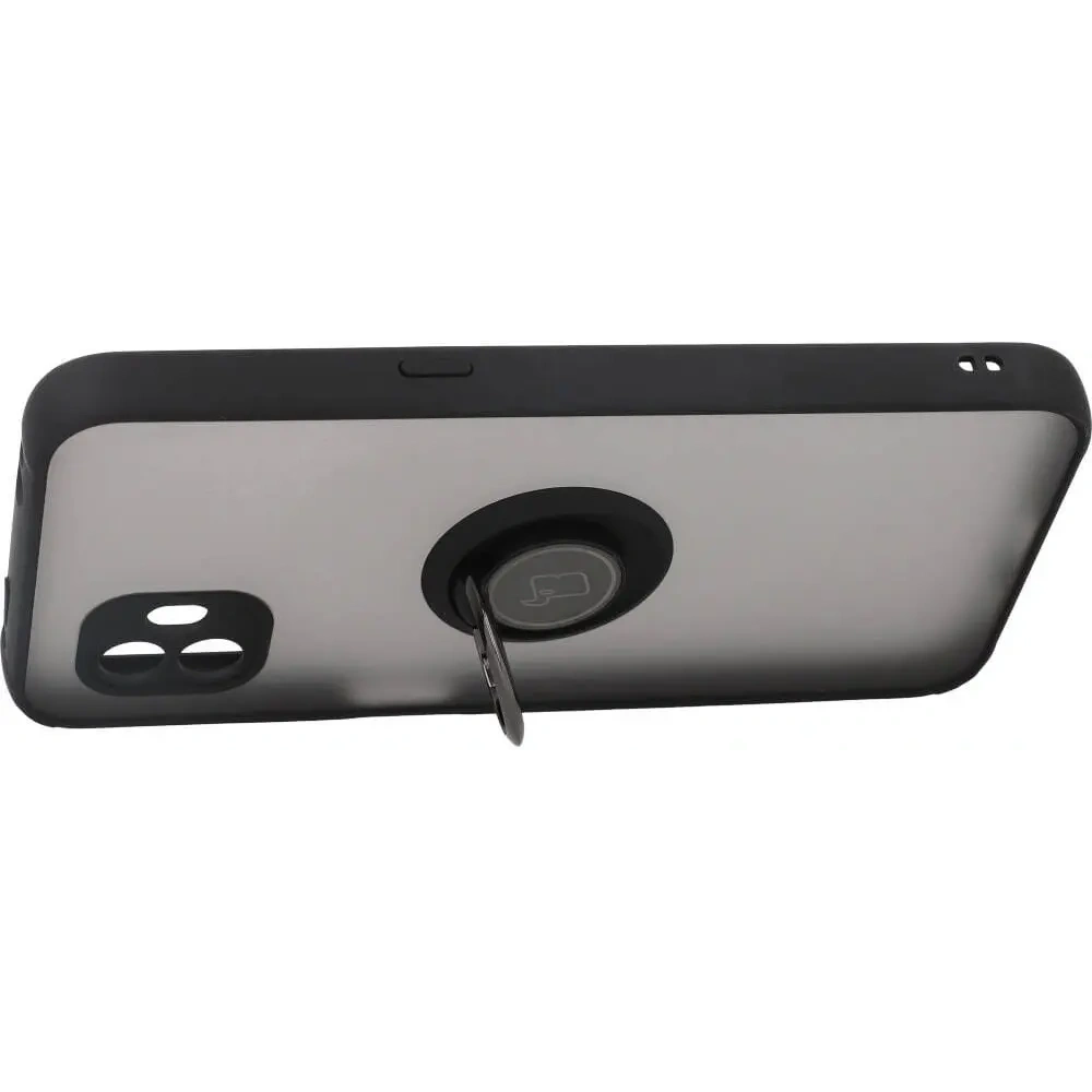 Etui z uchwytem na palec Bizon Case Hybrid Ring do Samsung Galaxy Xcover6 przydymione z czarną ramką
