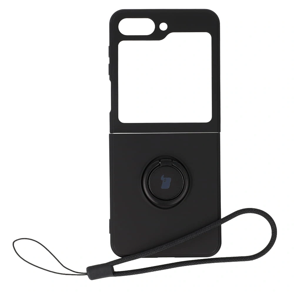 Etui Bizon Case Silicone Ring Sq do Samsung Galaxy Z Flip5 czarne