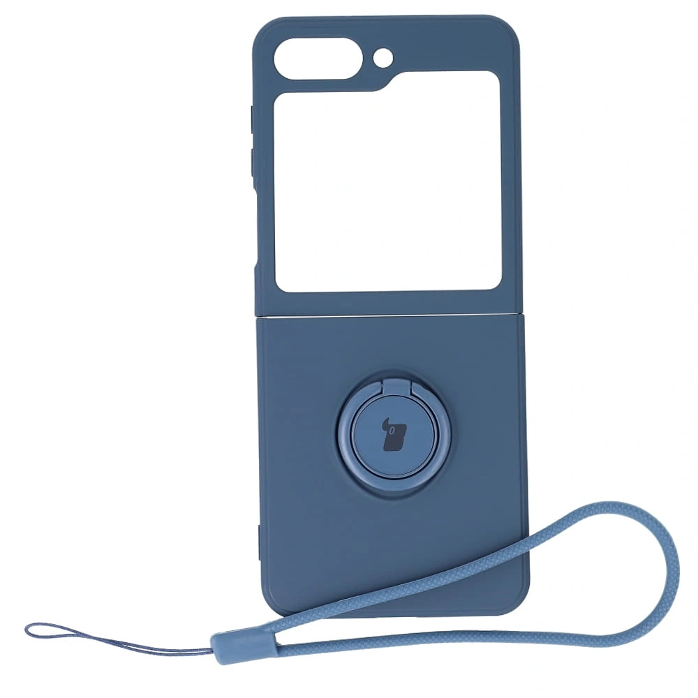 Etui Bizon Case Silicone Ring Sq do Samsung Galaxy Z Flip5 granatowe