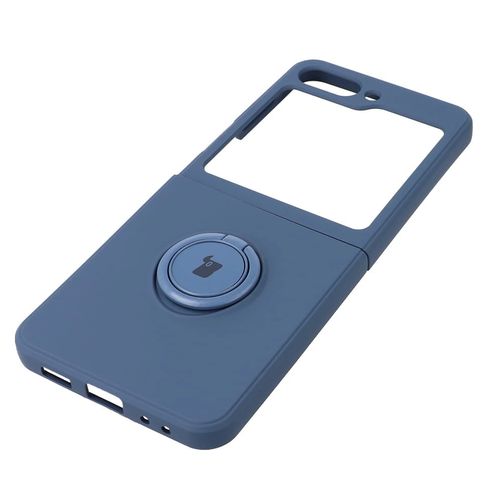 Etui Bizon Case Silicone Ring Sq do Samsung Galaxy Z Flip5 granatowe