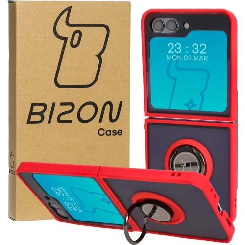 Kup Etui z uchwytem na palec Bizon Case Hybrid Ring do Samsung Galaxy Z Flip5 kouřové s červeným rámem - BIZ1833 - {ean13} - Sklep Home Screen