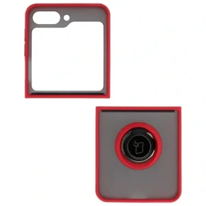 Kup Etui z uchwytem na palec Bizon Case Hybrid Ring do Samsung Galaxy Z Flip5 kouřové s červeným rámem - BIZ1833 - {ean13} - Sklep Home Screen