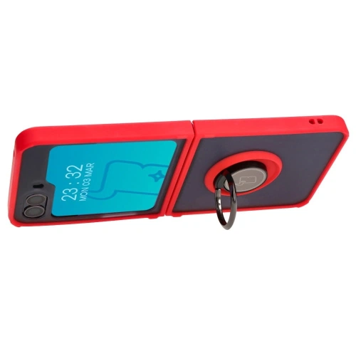 Kup Etui z uchwytem na palec Bizon Case Hybrid Ring do Samsung Galaxy Z Flip5 kouřové s červeným rámem - BIZ1833 - {ean13} - Sklep Home Screen