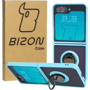 Kup Etui s úchytem na prst Bizon Case Hybrid Ring pro Samsung Galaxy Z Flip5 kouřové s světle modrým rámem - BIZ1834 - {ean13} - Sklep Home Screen