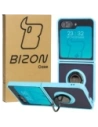 Bizon Case Hybrid Ring Samsung Galaxy Z Flip5 fumuriu cu un cadru albastru deschis