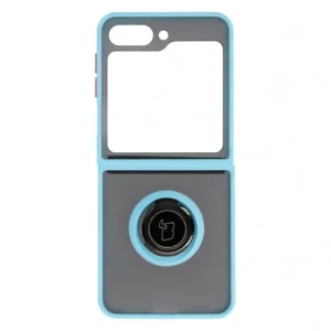 Kup Etui s úchytem na prst Bizon Case Hybrid Ring pro Samsung Galaxy Z Flip5 kouřové s světle modrým rámem - BIZ1834 - {ean13} - Sklep Home Screen