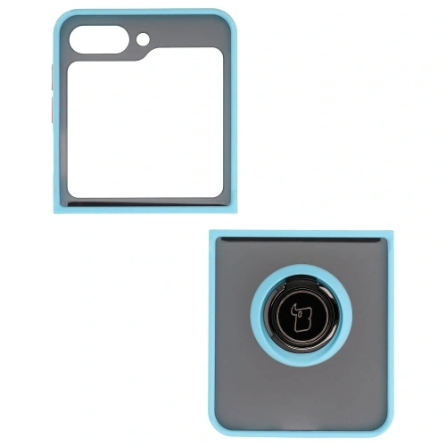 Kup Etui s úchytem na prst Bizon Case Hybrid Ring pro Samsung Galaxy Z Flip5 kouřové s světle modrým rámem - BIZ1834 - {ean13} - Sklep Home Screen