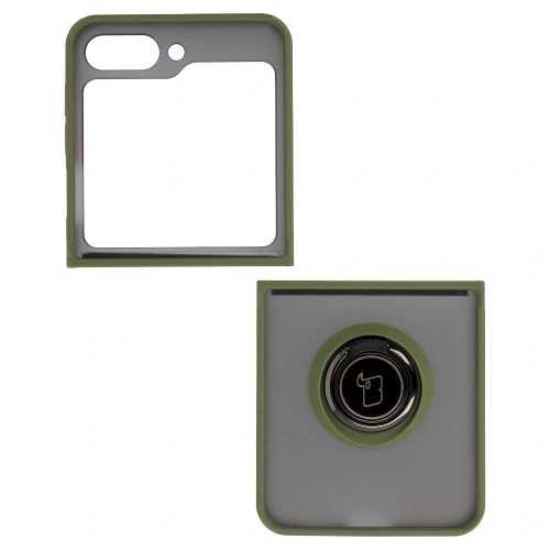 Kup Etui s úchytem na prst Bizon Case Hybrid Ring pro Samsung Galaxy Z Flip5 kouřové se zeleným rámečkem - BIZ1835 - {ean13} - Sklep Home Screen