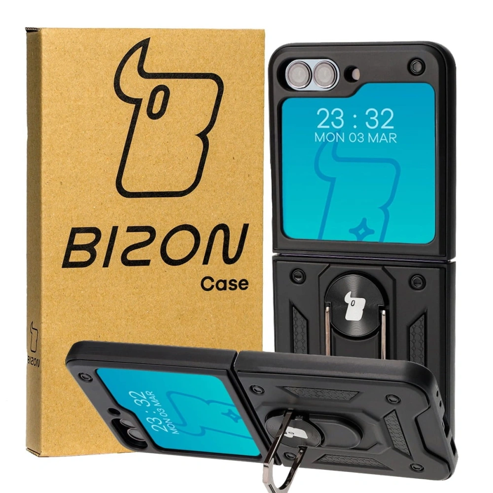 Etui Bizon Case Shield Ring do Samsung Galaxy Z Flip5 czarne